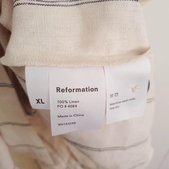 Reformation Cayman Mini Dress | Linen | Striped | Size XL - Picture 9 of 11